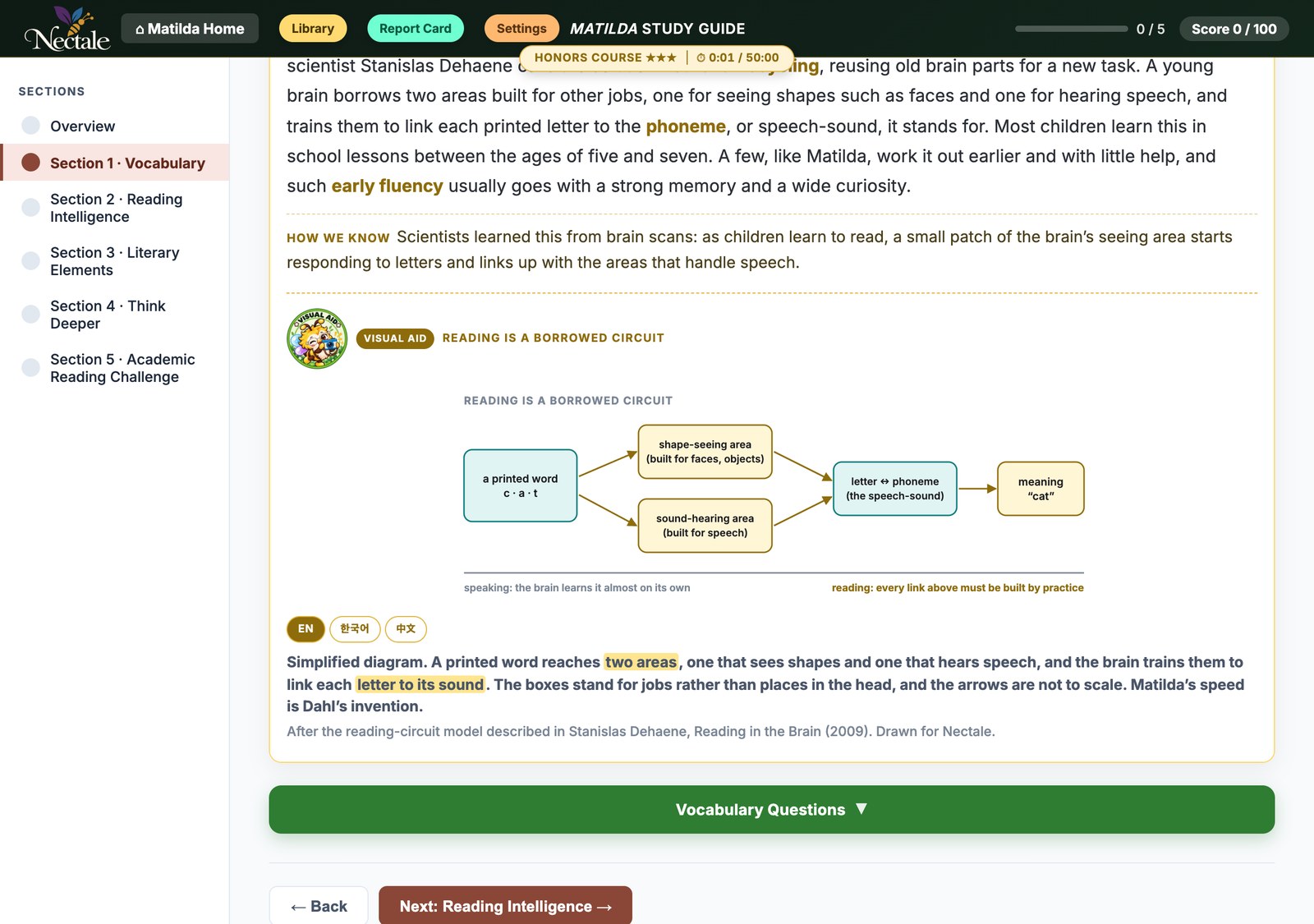 Study vocabulary and the Knowledge Bank passage with its Visual Aid
